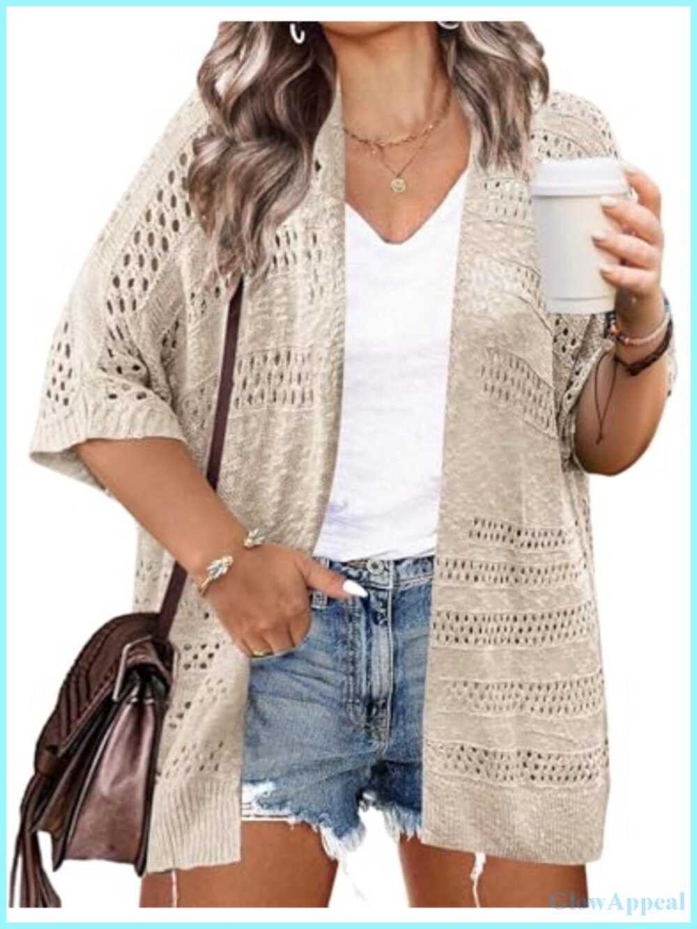 Plus Size Lightweight Crochet Cardigan Women Summer Kimono Cover Up